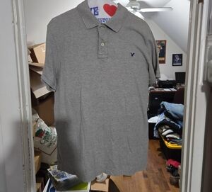 American Eagle Outfitters Light Gray Polo Shirt